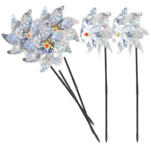 BESPORTBLE 15 Pcs Garden Windmill Bird Tool Holographic Windmills Reflective Pinwheels Sparkly Pin Wheel Bird Tool Garden Supply Birds Scarer Outdoor to Rotate Plastic Bird Supplies