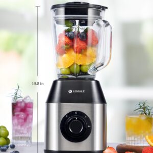 KIDISLE 1200W Powerful Professional Crusher Blender 2.0, 52oz Glass Jar Countertop Blender and Smoothie Blender, Shakes and Smoothies, Ice Crush, Frozen Fruit, Stainless Steel