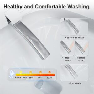 GivingTree Smart Toilet with Fully Functions,Microwave and Infrared Dual Touch-Free mode for Lid Opening and Closing, Dual cleaning Smart Bidet Toilet with Color Adjustable Ambient Lighting