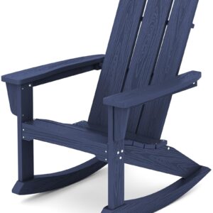 KINGYES Modern Rocking Adirondack Chair, Outdoor Rocking Chair for Patio, Garden, Backyard- Blue