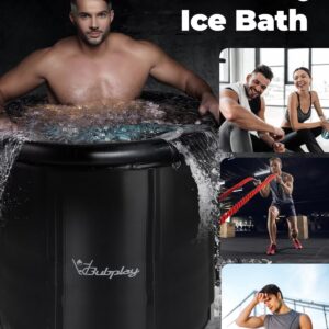 XL Ice Bath Tub for Athletes & Adults - 105 Gallons Ice Tub, Cold Plunge Tub with Cover, Ice Plunge Tub for Recovery & Cold Water Therapy, Inflatable Ice Bath Barrel for Indoor Outdoor- Black