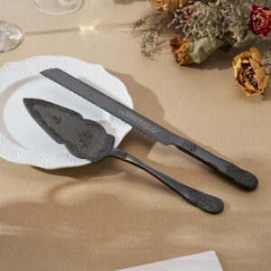 AW Bridal Black Wedding Cake Knife And Server Set, Vintage Cake Cutting Set for Wedding, Personalized Cake Cutter Wedding Gift Bridal Shower Gift Anniversary Engagement Gift For Couple