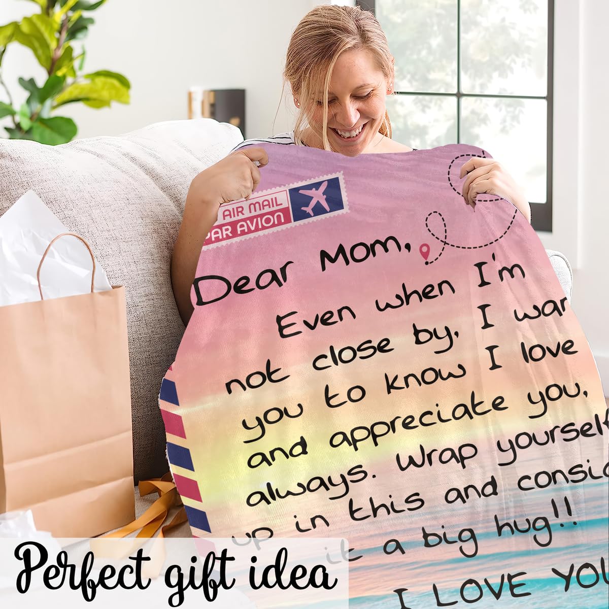 Warmstorey Gift for Mom Blanket from Daughter - Son - Children for Christmas, Dear Mom to My Mom Letter Blanket, Happy Birthday Mom Gifts from Daughters Sons, Mom Blanket for Mother Mommy Mama