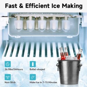 ICEPURE Water Dispenser with Ice Maker, 3-in-1 Hot and Cold Water Cooler with Built-in Bullet Ice Maker Machine, 26.5lbs/24H, Top Loading for 3-5 Gallon Bottle, Child Safety Lock, Black