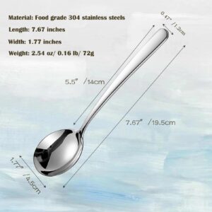 ZDFQly 7.6 Inch Soup Spoons, Premium 304 Stainless Steel with Long Handles Tablespoon, Thick Heavy Duty, Bouillon Spoons, 4 pack