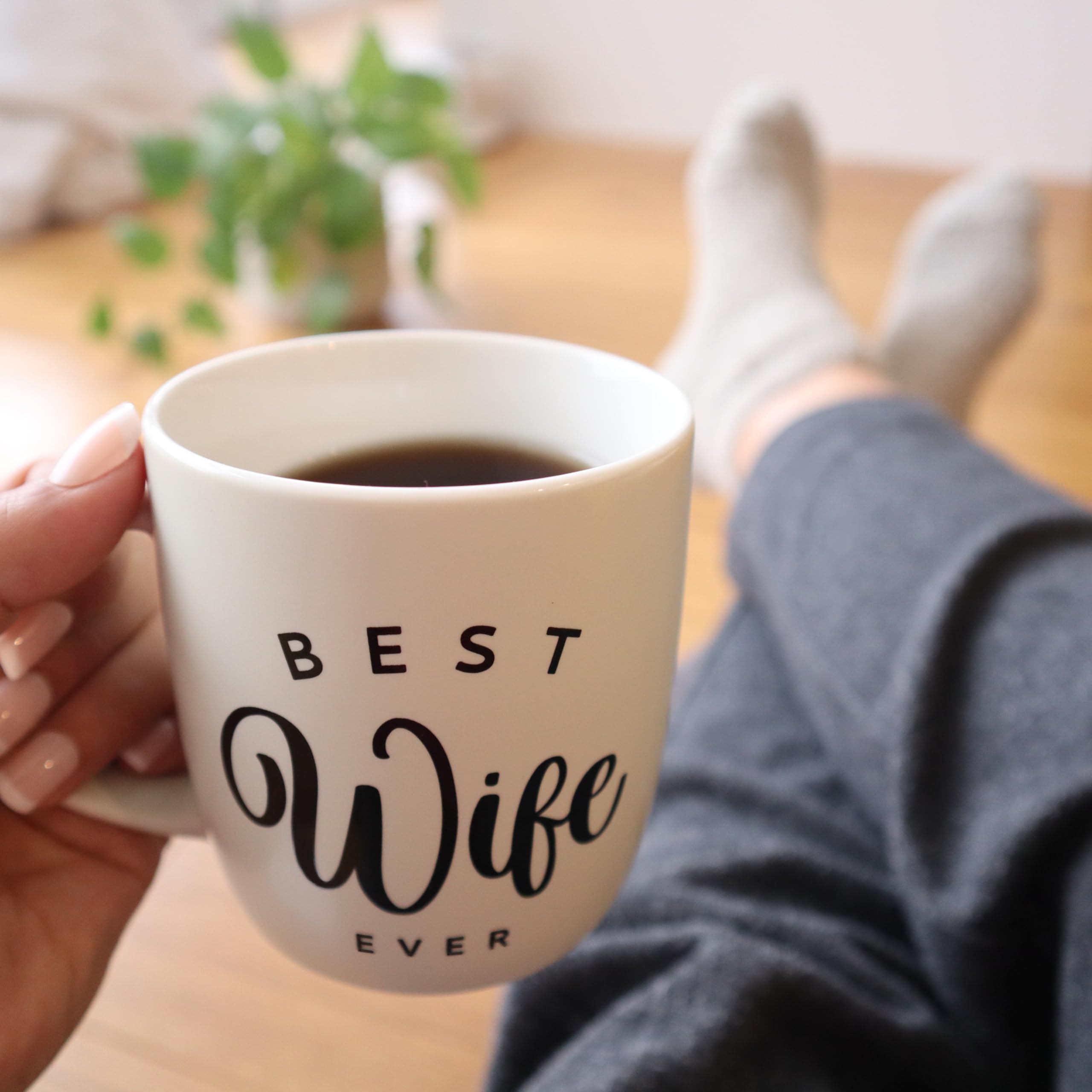 Triple Gifffted Worlds Best Wife Ever Coffee Mug and Socks Gifts For Women From Husband For Valentines For Her Birthday Wedding Anniversary Christmas Mothers Day, Ceramic, Cream, 380ML