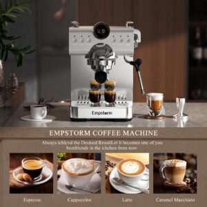 Empstorm 20 Bar Espresso Maker, Espresso Machine with Milk Frother Steam Wand, Compact Espresso Coffee Machine with for Cappuccino, Latte, Fast Heating (EM-CB1-01)