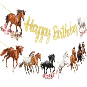 horse birthday party decorations horse happy birthday banner 2pcs horse theme birthday decoration horse party banner for wild horse racing party supplies