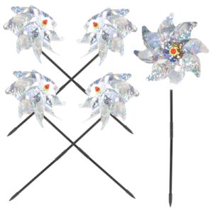 BESPORTBLE 15 Pcs Garden Windmill Bird Tool Holographic Windmills Reflective Pinwheels Sparkly Pin Wheel Bird Tool Garden Supply Birds Scarer Outdoor to Rotate Plastic Bird Supplies