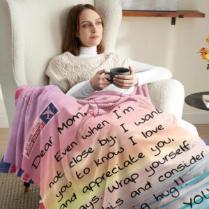 Warmstorey Gift for Mom Blanket from Daughter - Son - Children for Christmas, Dear Mom to My Mom Letter Blanket, Happy Birthday Mom Gifts from Daughters Sons, Mom Blanket for Mother Mommy Mama