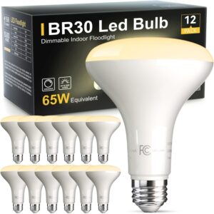 tjoy 12 pack br30 led bulb 65w equivalent, dimmable flood light bulbs indoor, e26 base, 2700k warm white, 9w, 800 lm, recessed lighting bulbs for ceiling, recessed can, living room and kitchen