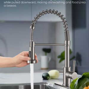 Cobbe Kitchen Faucets, Brushed Nickel Commercial Kitchen Faucet with Pull Down Sprayer, Stainless Steel Kitchen Sink Faucets for 1 or 3 Hole, Single Handle Faucet for Sink Farmhouse Rv