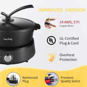 Food Party Hot Pot Electric Upgraded Separable Shabu Shabu Pot with Divider Hotpot Pot Electric Cooker Dual Sided 110V 1350W Non-Stick 5L Fondue Pot for 2-6 People