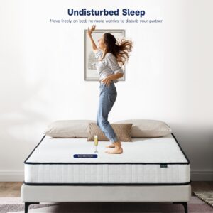 Z-hom Twin Mattress 8 Inch, Twin Size Mattresses Hybrid Innerspring Mattress in a Box, Twin Foam Spring Mattress with Motion Isolation & Pressure Relief for Twin Bed Frames, Medium Soft, White