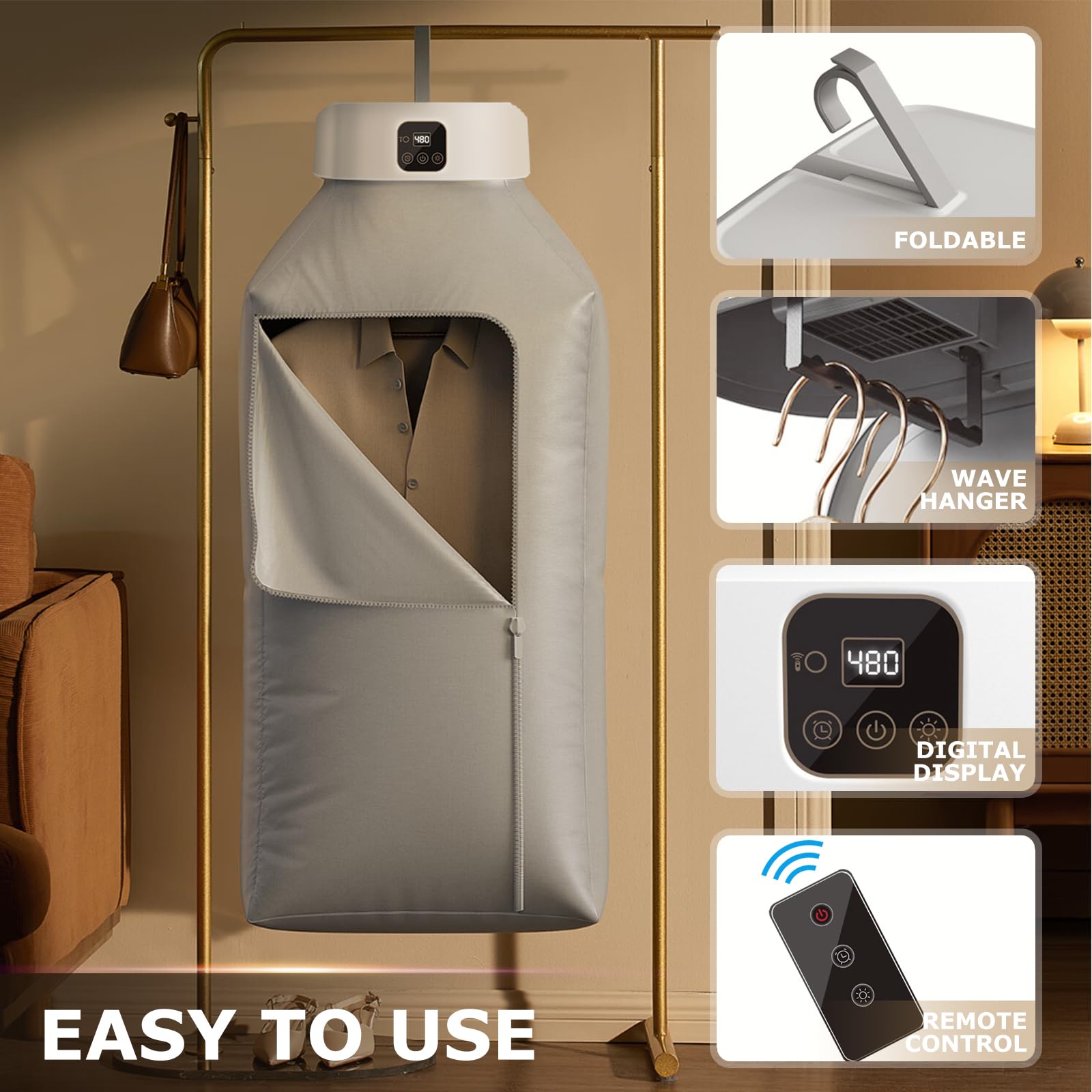 Ljusved Portable Clothes Dryer - Mini Portable Dryer Machine for Laundry in Apartments, Hotel Room and for Travelling