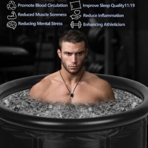 XL Ice Bath Tub for Athletes & Adults - 105 Gallons Ice Tub, Cold Plunge Tub with Cover, Ice Plunge Tub for Recovery & Cold Water Therapy, Inflatable Ice Bath Barrel for Indoor Outdoor- Black