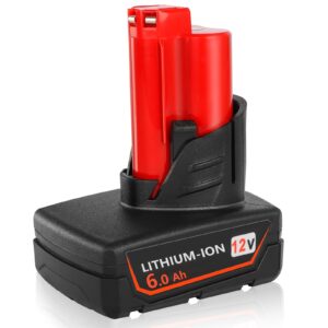 kingtianle 6000mah battery for milwaukee 48-11-2440: 12v 6.0ah red lithium xc cp output li-ion replacement 48-11-2401 48-11-2411 48-11-2425 48-11-2450 cordless drill batteries