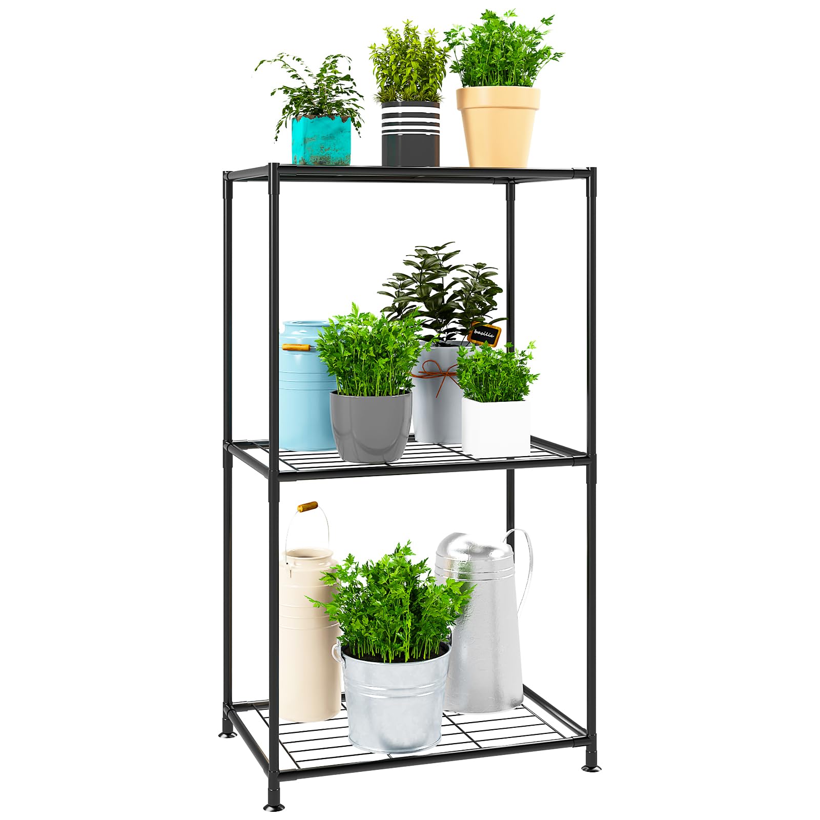 YisanCrafts 3 Tier Fixed Layer Spacing Storage Shelf Metal Storage Rack Wire Shelving Unit Storage Shelves Metal 221Lbs Capacity 18" L x 12.8" W x 32.7" H for Pantry Closet Kitchen Laundry Black