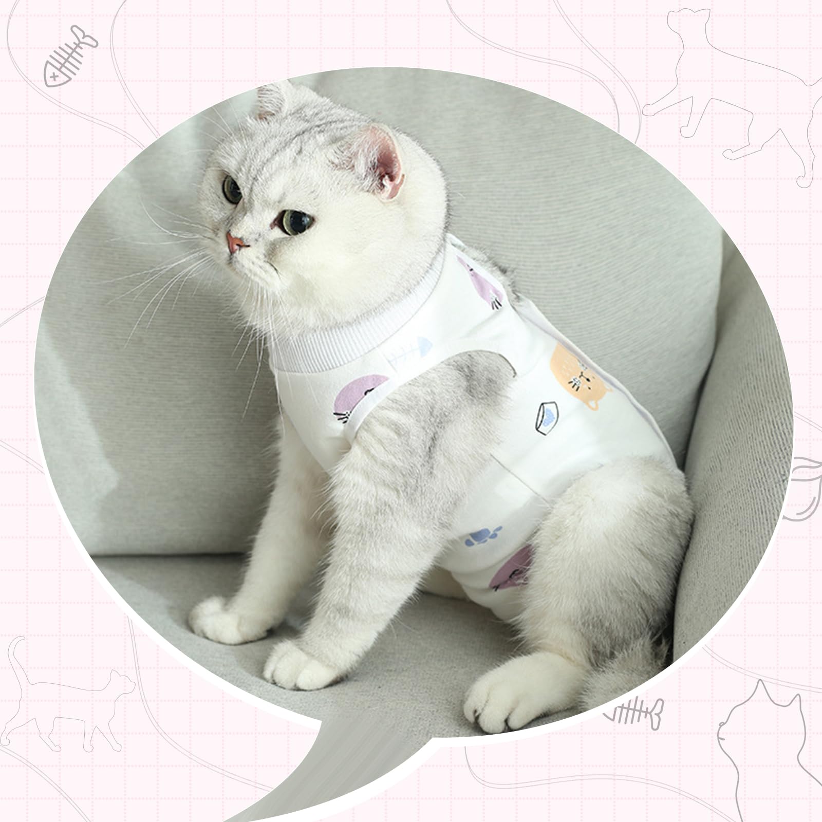 2 PCS Cat Recovery Suit for Spay Abdominal Wounds, Cat Onesie for Cats After Surgery, Cat Surgery Recovery Suit Female Breathable E-Collar Alternative Kitten Onesie for Cats Anti Licking (Medium)