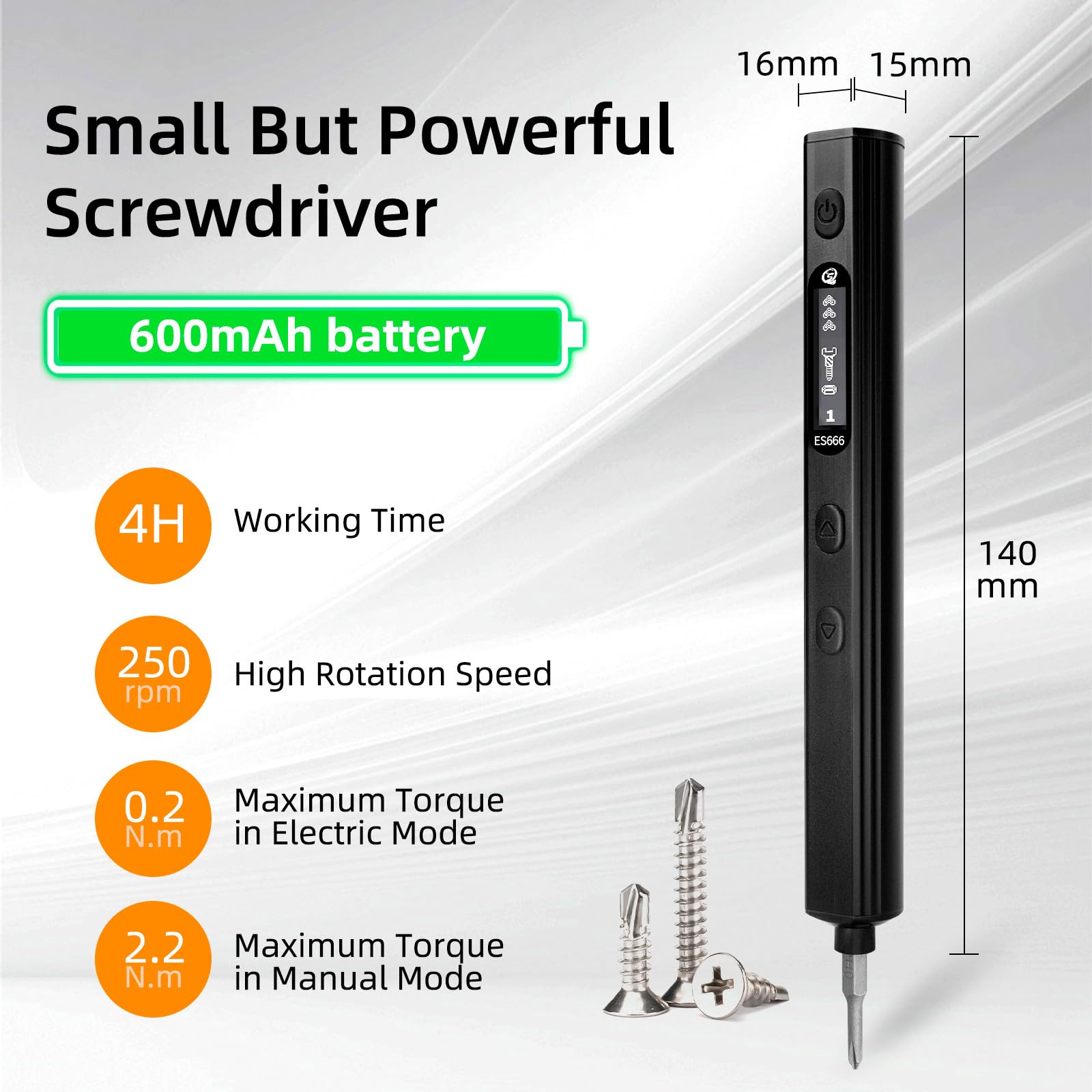 SEQURE ES666 Electric Screwdriver Set Cordless Rechargeable Screwdriver Auto/Sensor/Fixed Mode Precision Power Screwdriver with 30 Magnetic Bits 7 Torque Gears Max 2.2N.m Repair Tool for Electronics