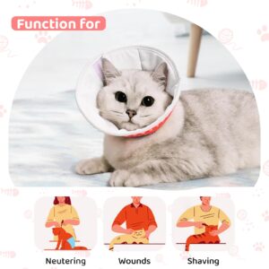 Eosarcu Cat Cone Collar Soft, Widen Cat Collar to Stop Licking, E Collar for Cats, with Strong Velcro & Waterproof Fabric, Ramen Style (M)