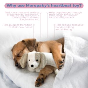 Moropaky Heartbeat Toy Heartbeat Stuffed Animal for Dogs, Heartbeat Puppy Toy for Anxiety Relief Calming Aid, Heartbeat Stuffed Toy for Behavioral Aid Crate Kennel Training, Puppy Essentials White