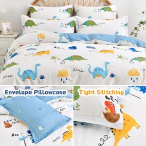 Kids Duvet Cover Set Twin, Cotton Dinosaur Kids Bedding Set for Boys Girls, Soft Breathable Comforter Cover Set (1 Duvet Cover+1 Pillowcase)