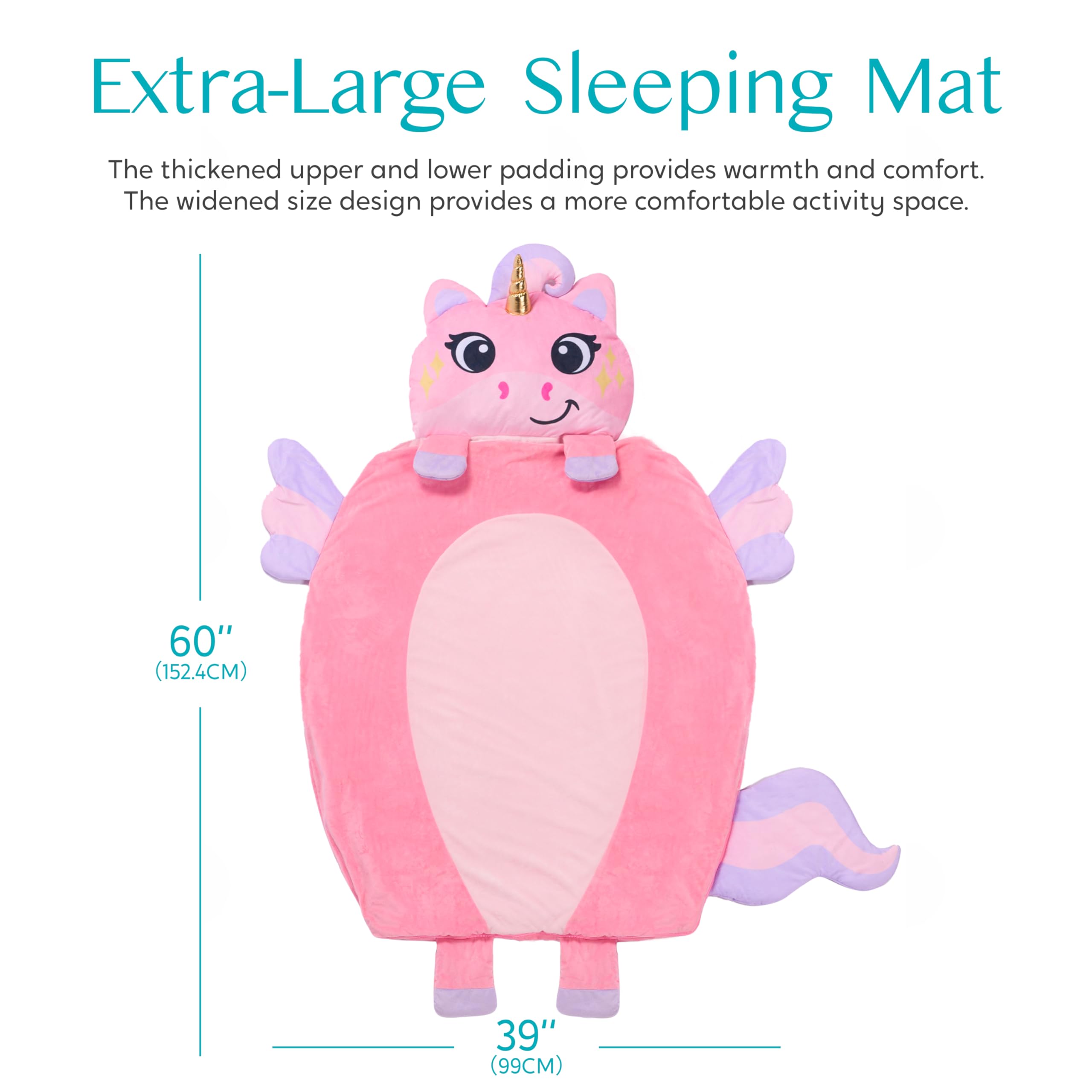 JOIEDOMI Toddler Nap Mat with Pillow & Blanket - 60" x 39" for Kids Ages 3+ - Nap Mat for Preschool - Kids Sleeping Bag Unicorn - Soft Plush Sleeping Mat - for Boys Girls Kindergarten Daycare