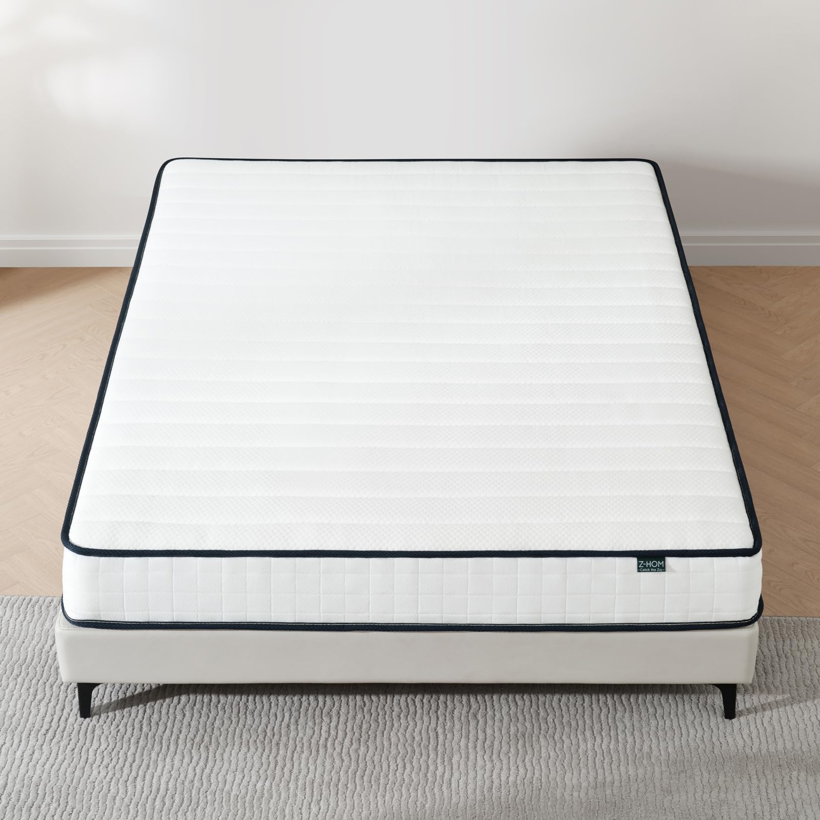 Z-hom Twin Mattress 8 Inch, Twin Size Mattresses Hybrid Innerspring Mattress in a Box, Twin Foam Spring Mattress with Motion Isolation & Pressure Relief for Twin Bed Frames, Medium Soft, White