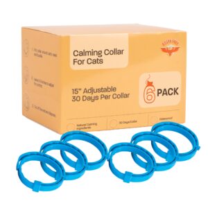 6 pack calming collar for cats - calming cat collar, cat pheromone collar, cat calming collar for anxiety - efficient relieve reduce stress relief for cats, ideal for meowing and anxiety reduction