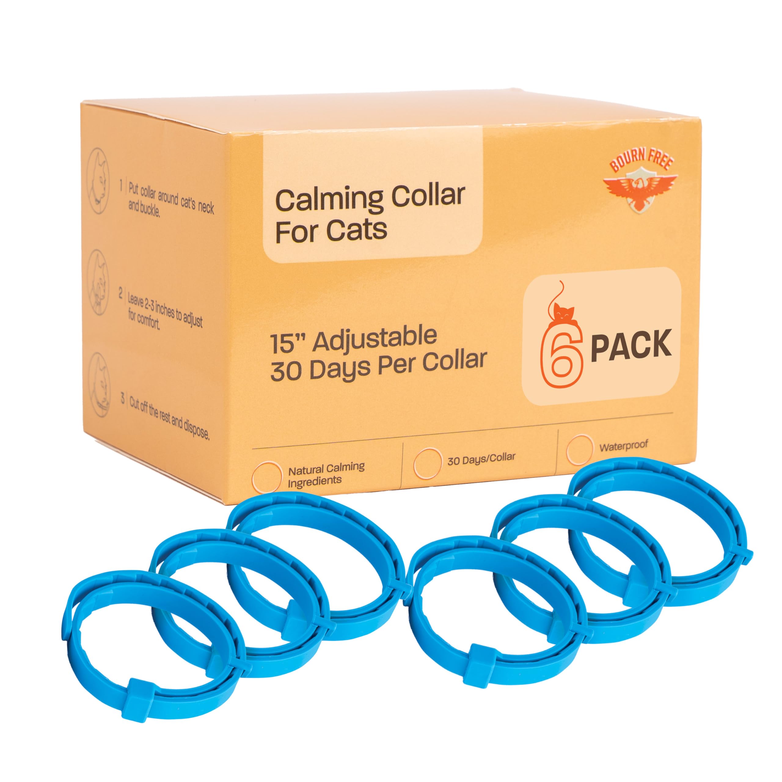 6 Pack Calming Collar for Cats - Calming Cat Collar, Cat Pheromone Collar, Cat Calming Collar for Anxiety - Efficient Relieve Reduce Stress Relief for Cats, Ideal for Meowing and Anxiety Reduction