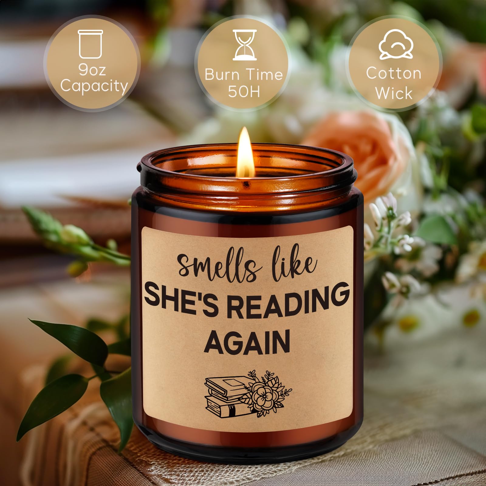 Miracu Book Lover Candle - Reading Accessories, Book Lovers Gifts - Thanksgiving, Christmas Book Themed Gifts for Book Lover, Reader Bookworm Librarian Teacher - Bookish Gifts for Women Her Friend