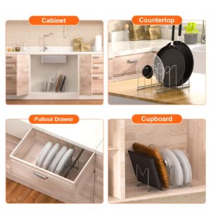 3 Pack Pot Lid Organizer for Cabinet, Stainless Steel Pot Lid Rack with Anti-slip Pad, Lid Holder for Pans Pots, Bakeware, Plates, Cookie Sheets, Trays, Dish, Cutting Boards, Silver