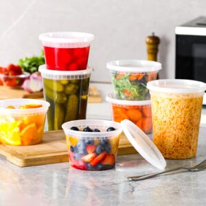 AOZITA 20 Sets Plastic Deli Food Containers With Lids 16oz, 32oz Variety Pack, Airtight Food Storage Containers, Freezer/Dishwasher/Microwave Safe, Soup Containers For Takeout Meal Prep Storage