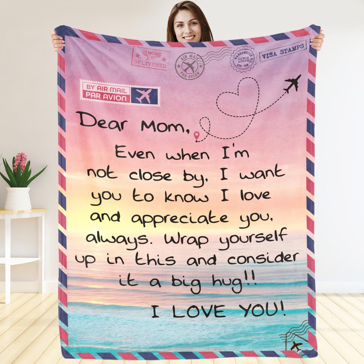 Warmstorey Gift for Mom Blanket from Daughter - Son - Children for Christmas, Dear Mom to My Mom Letter Blanket, Happy Birthday Mom Gifts from Daughters Sons, Mom Blanket for Mother Mommy Mama