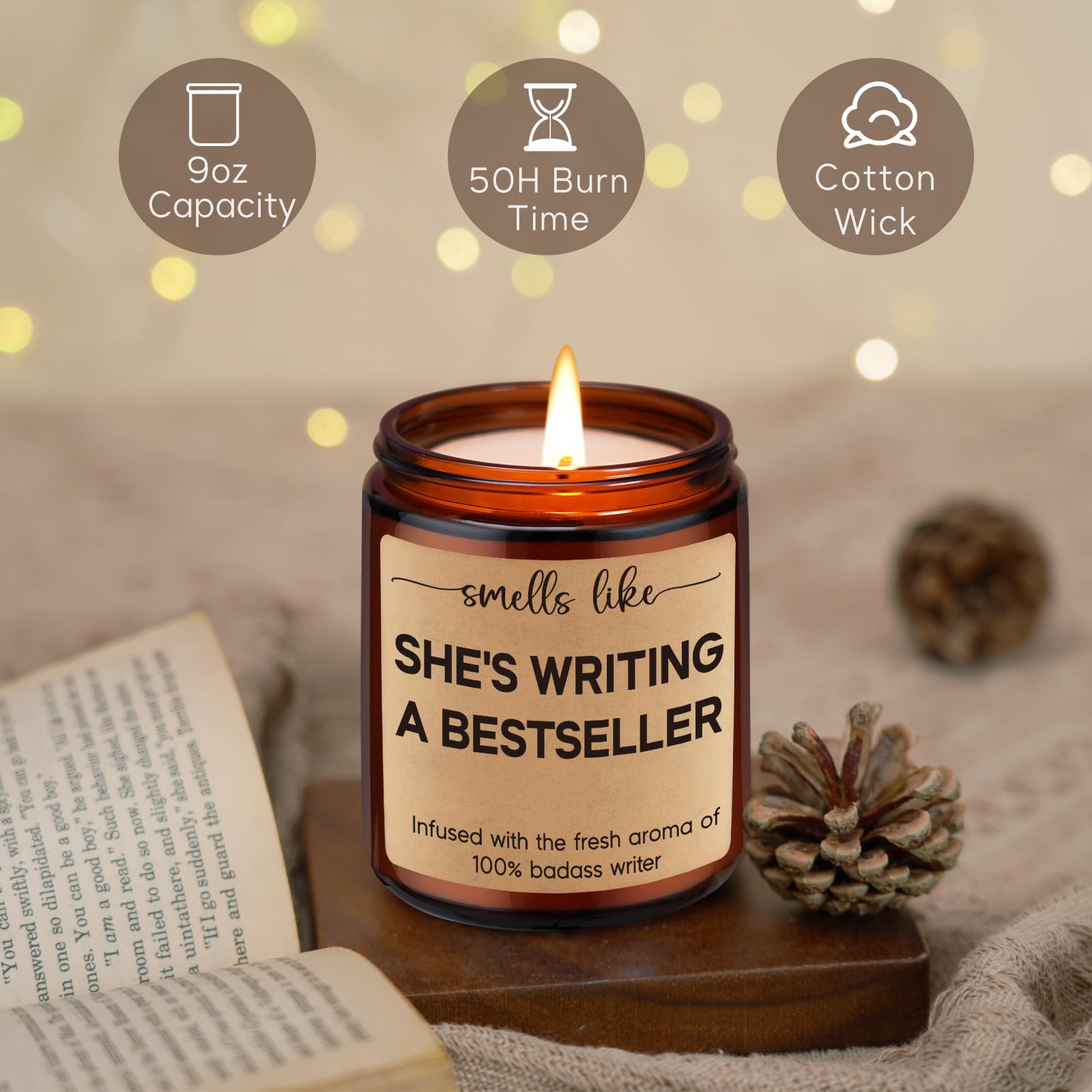 Miracu Writers Candle, Writing Writer Gifts for Women, Christmas Cool Gifts for Writers, Future Author Gifts, Funny Gifts for Novelist Scriptwriter Screenwriter, Writers Block Gifts, Gifts for Author