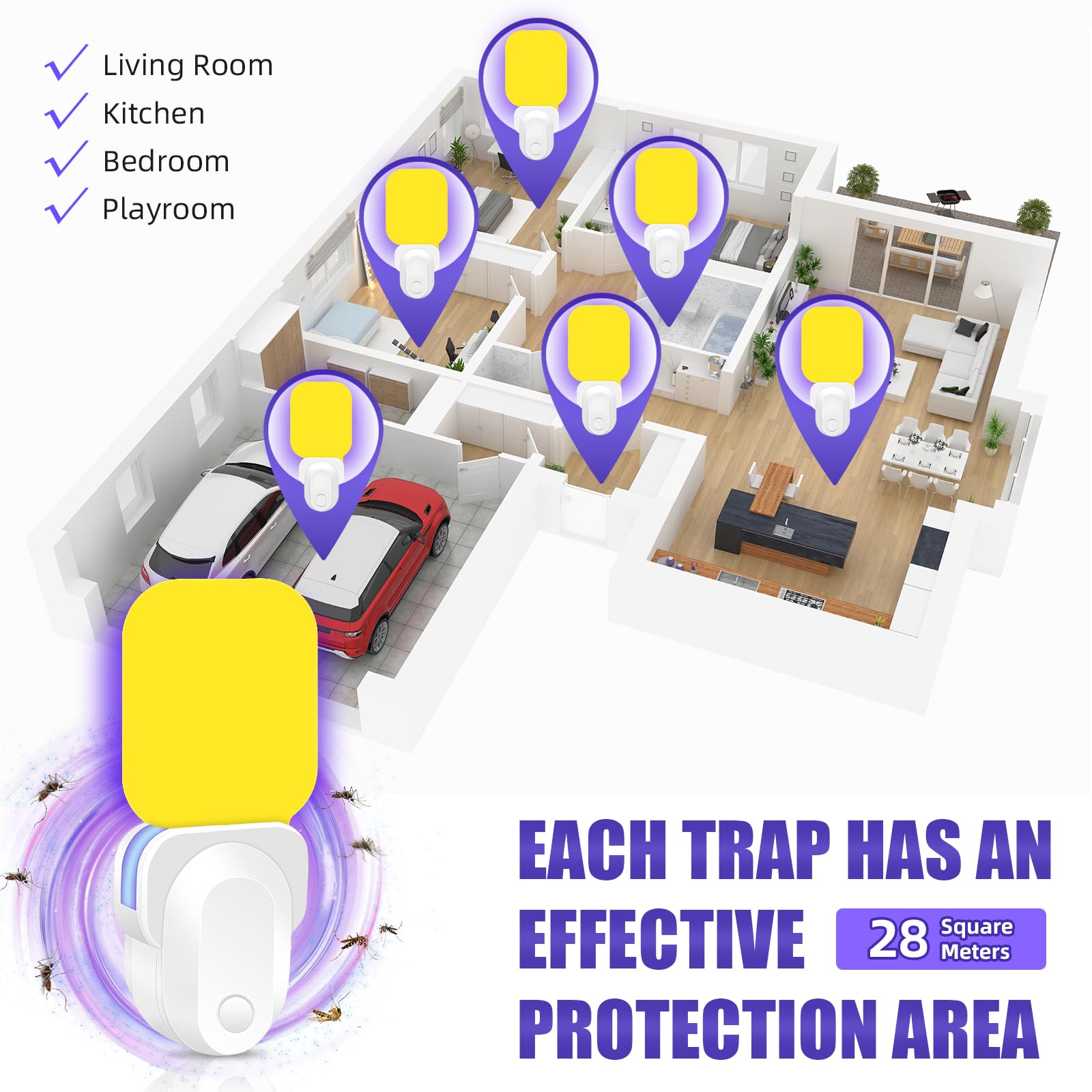 2 Pack Upgraded Fly Traps Indoor for Home with 20 Glue Cards,Gnat Traps for House Indoor Plug In Bug Catcher Flying Insect Trap with UV Light for Fruit Flies,Gnat,Moth,Mosquito,400 Sq Ft of Protection