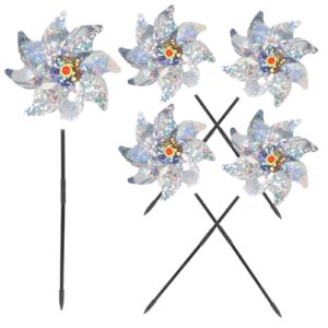 BESPORTBLE 15 Pcs Garden Windmill Bird Tool Holographic Windmills Reflective Pinwheels Sparkly Pin Wheel Bird Tool Garden Supply Birds Scarer Outdoor to Rotate Plastic Bird Supplies