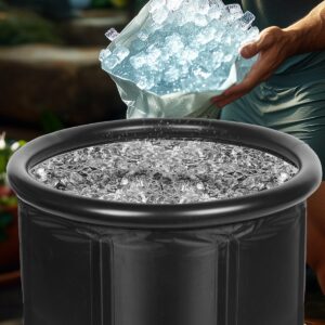 XL Ice Bath Tub for Athletes & Adults - 105 Gallons Ice Tub, Cold Plunge Tub with Cover, Ice Plunge Tub for Recovery & Cold Water Therapy, Inflatable Ice Bath Barrel for Indoor Outdoor- Black