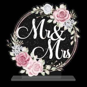 innoru mr and mrs table centerpiece, acrylic wedding table topper centerpiece bridal shower party table sign bride & groom wedding engagement party decorations