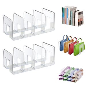 lemical clear acrylic file sorter 2 pack handbag clutch purse organizer acrylic shelf divider drawer organizers for clothes pouch notebooks stand bookshelf cooking utensil (2pack-4sections)