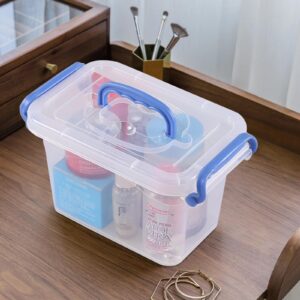 Lasbily 6 Packs Mini Plastic Clear Storage Box Container with Lids, Small Stackable Bin with Latch, 1.5 L