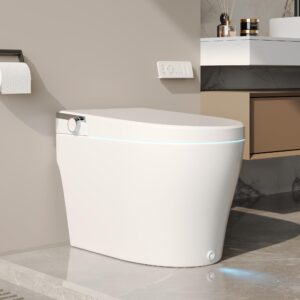 deervalley smart toilet, one piece tankless toilet with bidet built in smart bidet toilet with 1.28gpf auto flush, foot kick, blackout flush, warm water, heated seat, remote control