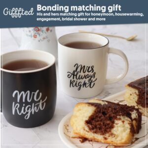 Triple Gifffted Mr Right Mrs Always Right Coffee Mugs Gifts Ideas for Couples, Wedding Anniversary, Engagement, Christmas, His & Hers, Bride and Groom, Parents, Newlyweds Bridal Shower, Ceramic 380ml