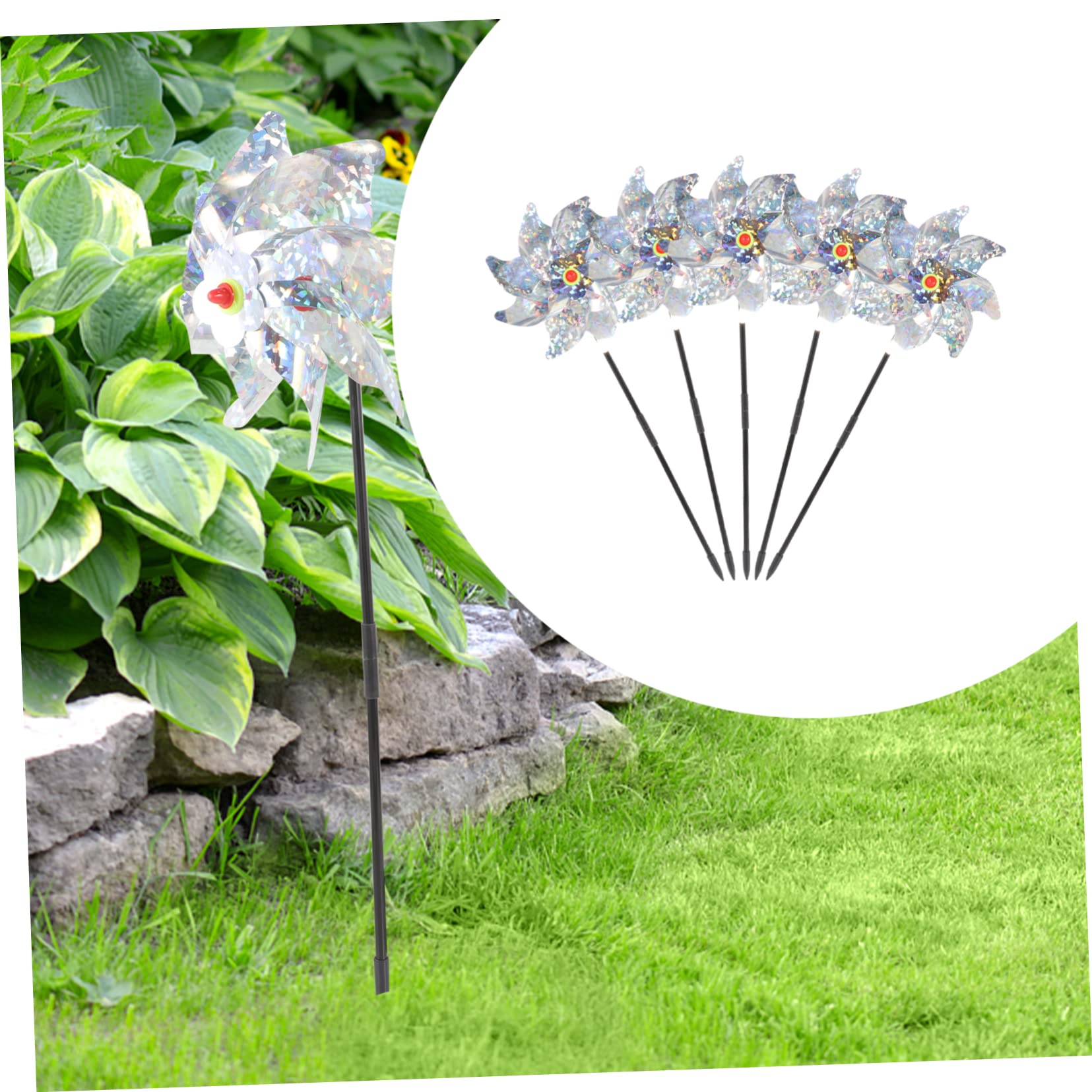 BESPORTBLE Reflective Windmill 20 Pcs Garden Windmill Garden Bird Fishpond Orchard Windmill Bird Windmill Reflective Pinwheels Prop to Rotate Plastic Bird Belt Outdoor