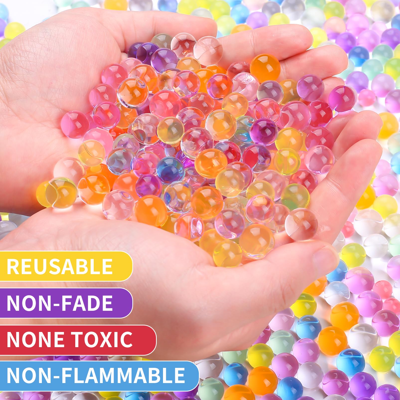 MADETOP 120,000 Pcs Rainbow Mix Jelly Water Gel Beads,Non Toxic Water Beads for Vase Filler,Plant,Floating Candles,Wedding and Home Decoration