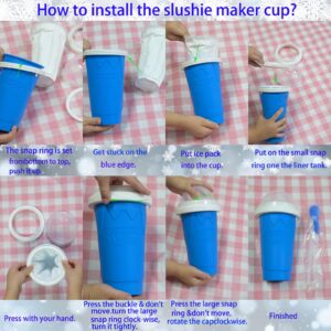 Slushie Maker Cup - DIY Magic Slushy Maker Squeeze Cup, Portable Smoothie Squeeze Cup for Juices, Milk and Ice Cream Make, Double Layer Squeeze Slushy Maker Cup, Birthday Gifts for Friends&Family Blue