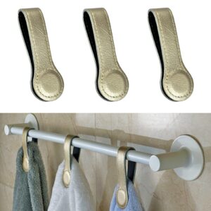 prriudy 3 pack leather towel clips bath towels hooks with magnets kitchen and bathroom accessory (champagne, 3 pack)