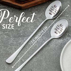 Coffee Spoons for Couples, 2 Pcs Stainless Steel Engraved Coffee Spoons, Coffee Lovers Gifts, Gift Ready Package, Let's Have Coffee Together Forever