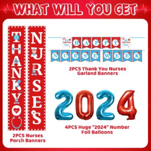 DMIGHT Nurses Week Decorations Set Include Thank You Nurses Porch Banners, Happy Nurses Week Banners, Hanging Swirls, Foil Balloons for Medical Party, RN Themed Party, Doctor Nursing Event Celebration